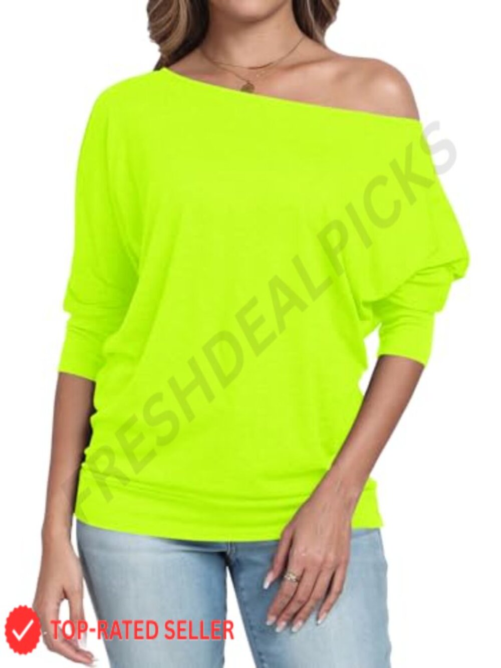 Women's Off Shoulder Tunic Top 3/4 Dolman Sleeve Ruched Dressy Tee